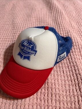 Vintage Pabst Blue Ribbon Red, White & Blue Trucker Hat